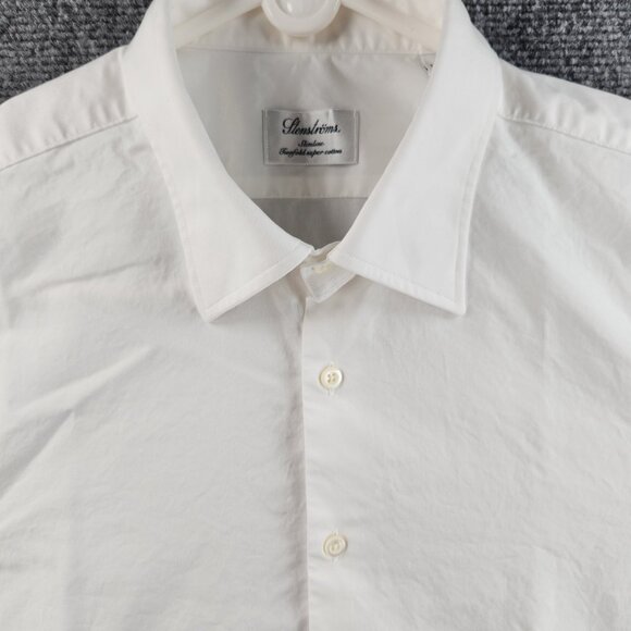 Stenstroms Slimline 16 Point Twofold Super Cotton White Button Up Solid Shirt - Picture 1 of 16